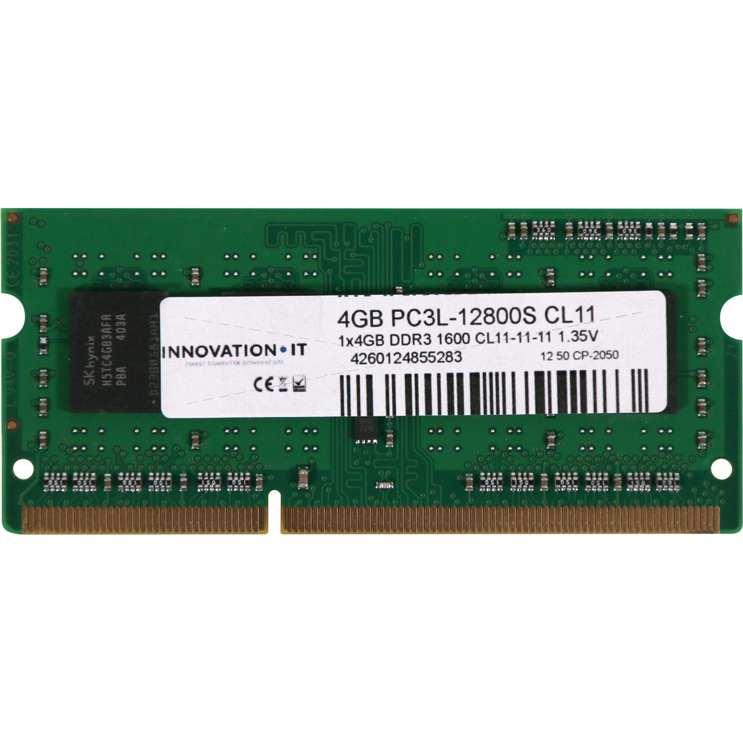 Innovation IT 4260124855283 Speichermodul 4 GB 1 x 4 GB DDR3 1600 MHz (1 x 4GB, 1600 MHz, DDR3-RAM, SO-DIMM), RAM, Grün
