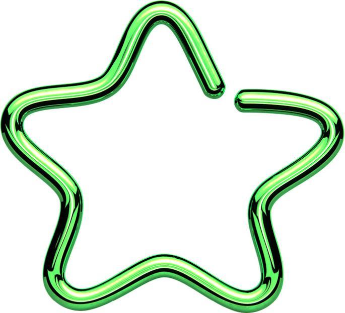 Actual product image Star Piercing Micro Piercing Ring Star Green with Titanium Layer (without brass, Surgical steel 316L)