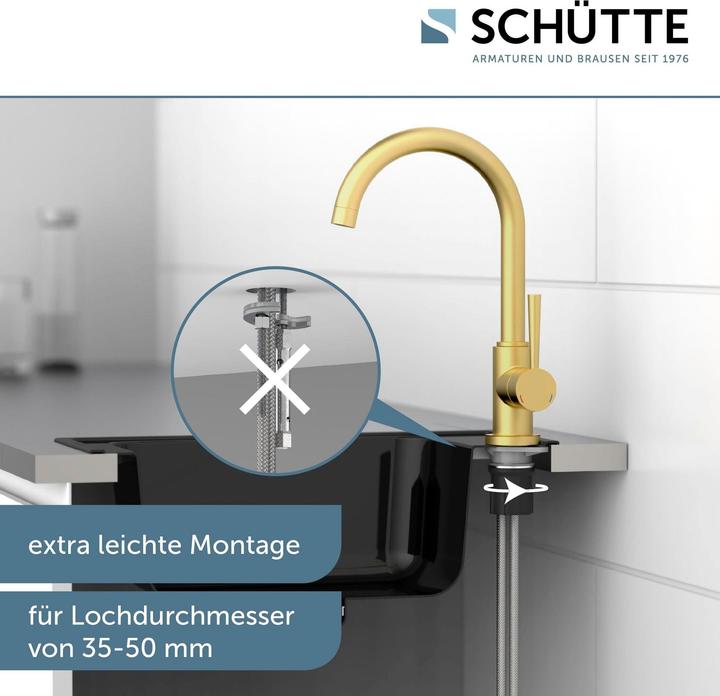 Produktbild Schütte Wasserhahn Küche CORNWALL Spültischarmatur Gold matt Schwenkbar 79167