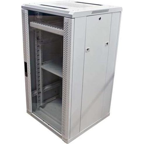 Allnet 19 Schrank 22HE B600 / T1200mm *lichtgrau* SNB-Serie Glastür (22 HE, 19 Zoll Rack), Serverschrank, Grau