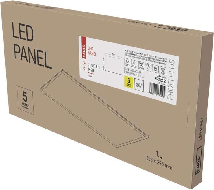 Produktbild Emos LED Panel 30×60 Rechteck, Einbauleuchte weiss, 19W neutralw. (1800 lm)