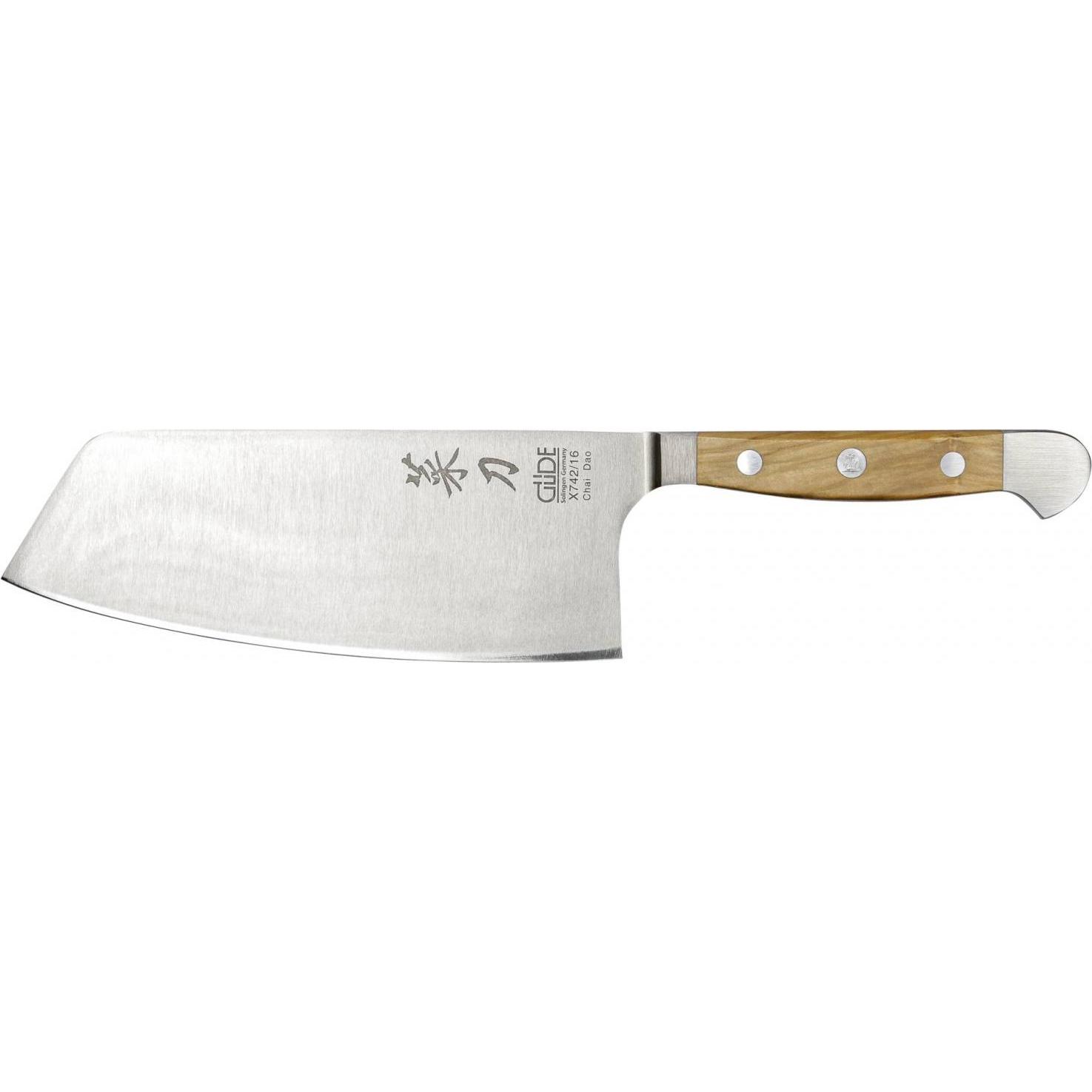 Güde Solingen Alpha Kochmesser Chai Dao Olive 16 cm, Küchenmesser, Braun