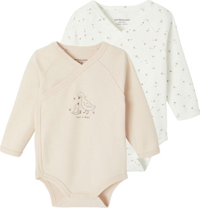 Produktbild Vertbaudet Bio-Kollektion: 2er-Pack Baby Wickelbodys mit langen Ärmeln (56)