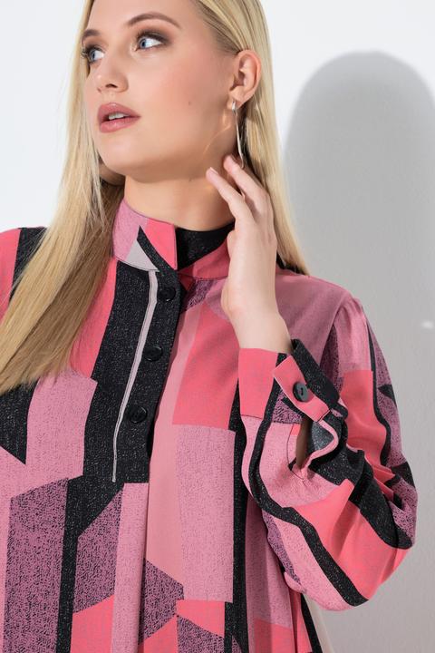 Actual product image Ulla Popken Graphic Print Layered Tunic Blouse (58)