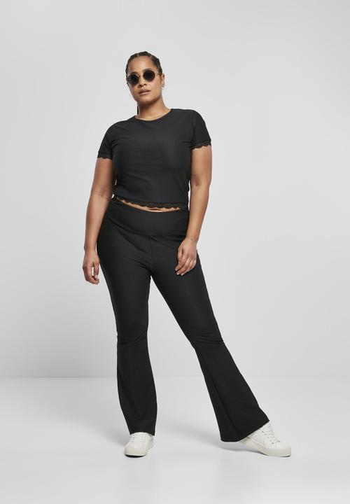 Image du produit Urban Classics Ladies Cropped Lace Hem Tee (3XL)