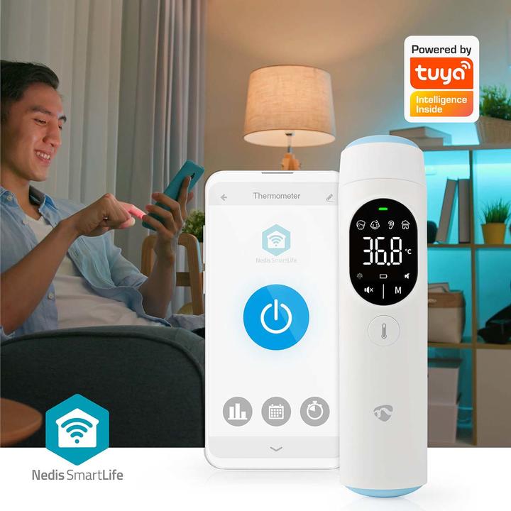 Image du produit Nedis Thermomètre infrarouge SmartLife | Indicateur LED | Oreille / Front | Blanc (Auriculaire, Front)