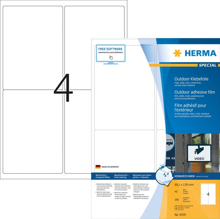 Produktbild HERMA Wetterfeste Etiketten A4