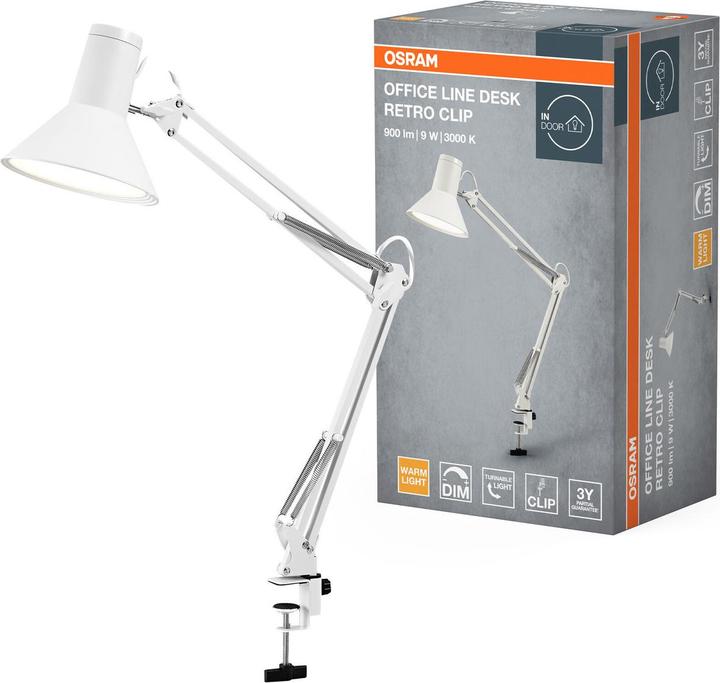 Actual product image Osram LED Tischleuchte Office Line Desk Retro Clip 9W 830 White Dimmbar Warm weiss 4099854464072