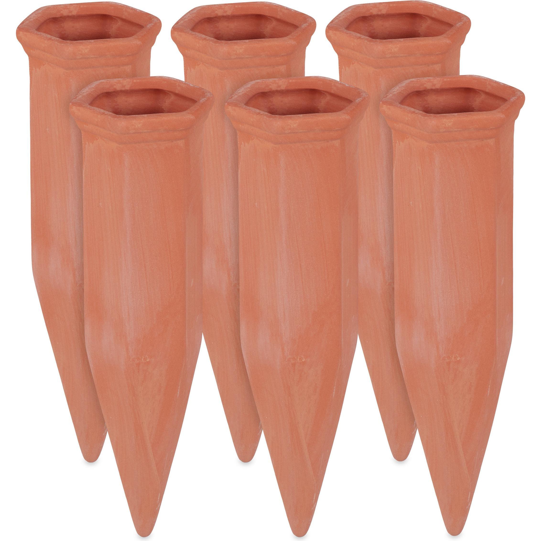 Relaxdays, Bewässerungskugeln + Tonkegel, 6x Tonkegel (Tonkegel Bewässerung)