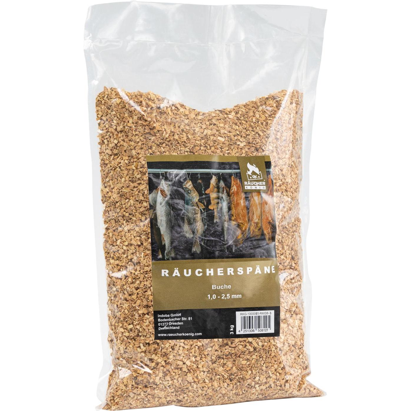 RK Räucher König, Smoker Zubehör, Räucher König Räucherspäne Buche 3000 g 1,0 - 2,5 mm fein