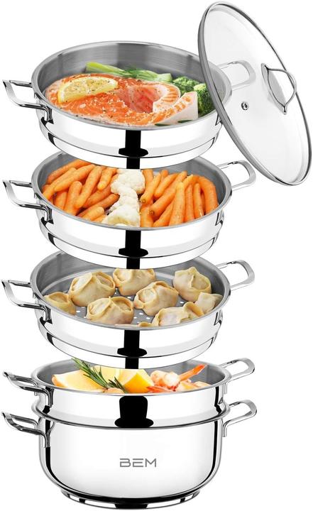 BEM Dampfkocher-Set mit Dampfeinsatz (26 cm, Dampfkochtopf, Edelstahl)