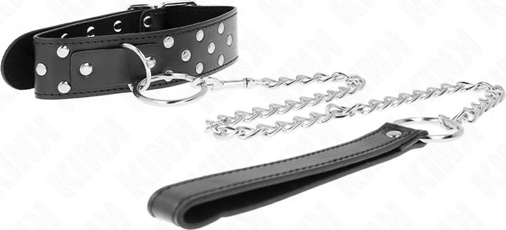 Produktbild Kink RING NIETEN BAND HALSKETTE MIT GÃoeRTEL 65 CM SCHWARZ VERSTELLBAR 36-50 CM X 3,8 CM