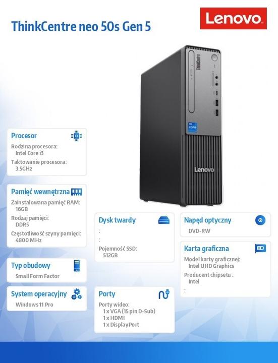 Produktbild Lenovo ThinkCentre neo 50s Gen 5 (Intel Core i3-14100, 16 GB, 512 GB)