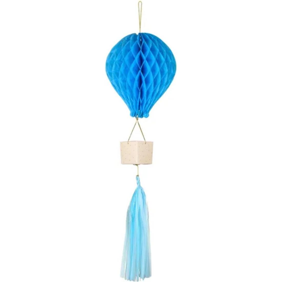 Partydeco Nid d'abeille - Montgolfière bleue
