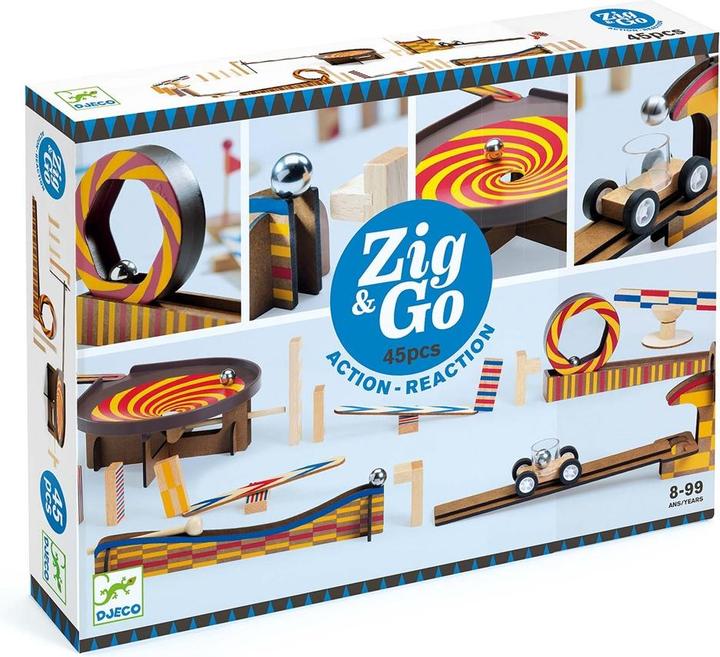 Actual product image Djeco Chain reaction game Zig & Go 45 pieces