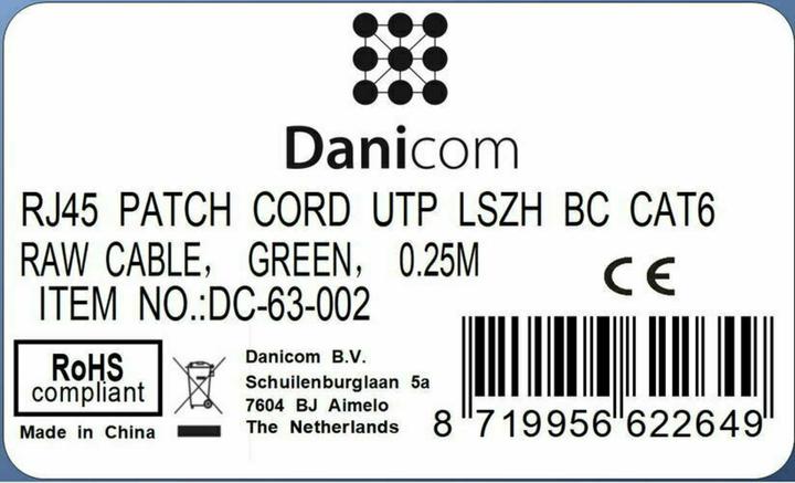 Produktbild Dsit CAT6 Netzwerkkabel, U/UTP, 0,25 Meter, Grün, 100% Kupfer (U/UTP, CAT6, 0.25 m)