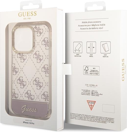 Produktbild Guess GUHCP14LHG4MHP iPhone 14 Pro 6,1" różowy/pink hardcase 4G Pattern Script (Apple iPhone 14 Pro)