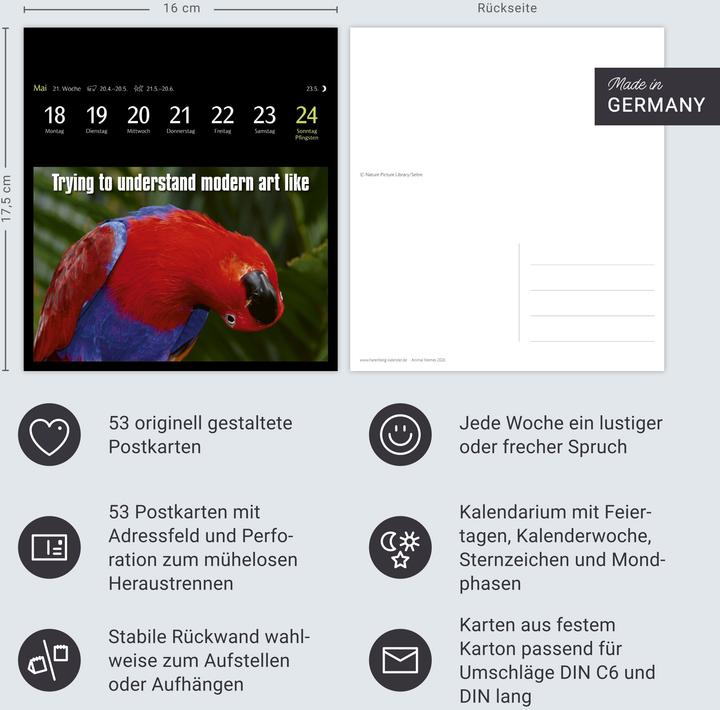 Actual product image Harenberg Animal Memes Postkartenkalender 2026 - 53 tierisch witzige Postkarten (Hardcover, English, German)