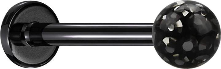 Actual product image Star Piercing Micro labret black with crystal ball black epoxy protective layer (without brass, Titanium G23)