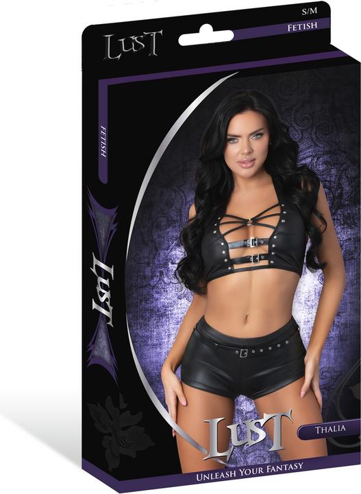 Actual product image Male Power Thalia - Halter Top and Shorts with Rings and Studs - S/M - Black (M, S)