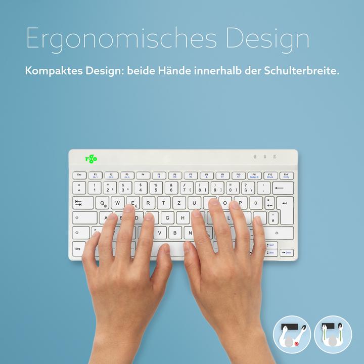 Image du produit R-Go Tools R-Go Compact Break Clavier ergonomique, QWERTZ (FR), bluetooth, blanc (DE, Sans fil)