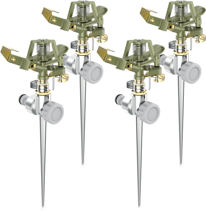 Immagine prodotto Brandson Irrigatore circolare in metallo 4x, irrigatore a intervalli, irrigatore a impulsi, irrigatore per (Irrigatore circolare)