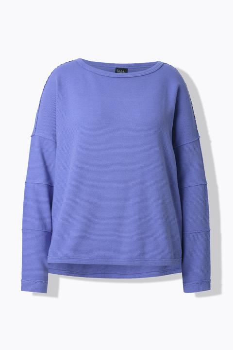 Produktbild Ulla Popken Sweatshirt, offene Kanten, gerippt, Rundhals, Langarm (60)