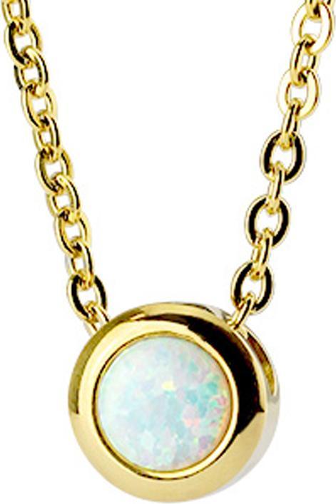 Actual product image Star Piercing Chain gold plated pendant opal white (without brass, Surgical steel 316L)