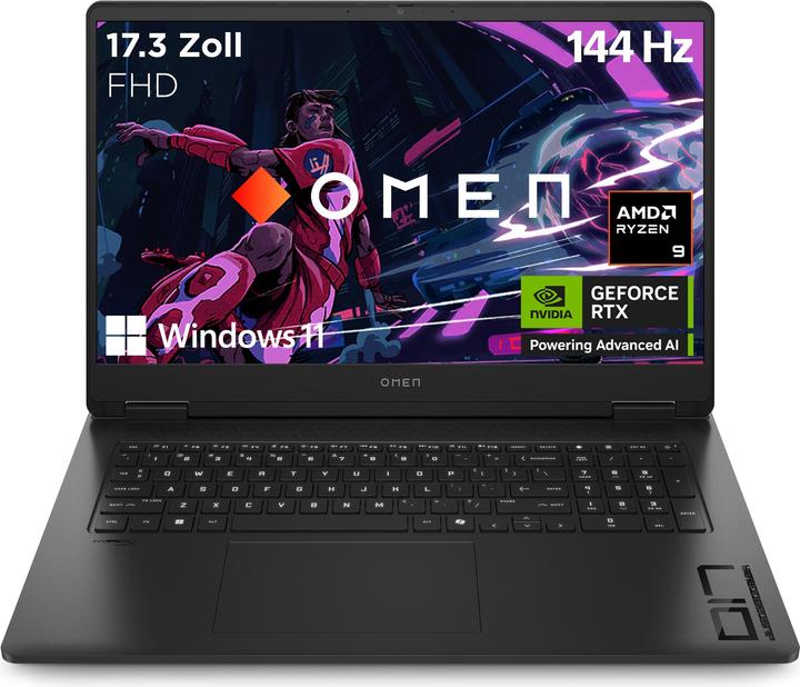 Produktbild HP Omen 17-db1094ng Gaming Notebook 43,9 cm (17,3"") (17.28", 8 GB, 32 GB, DE, AMD Ryzen AI 9 365)