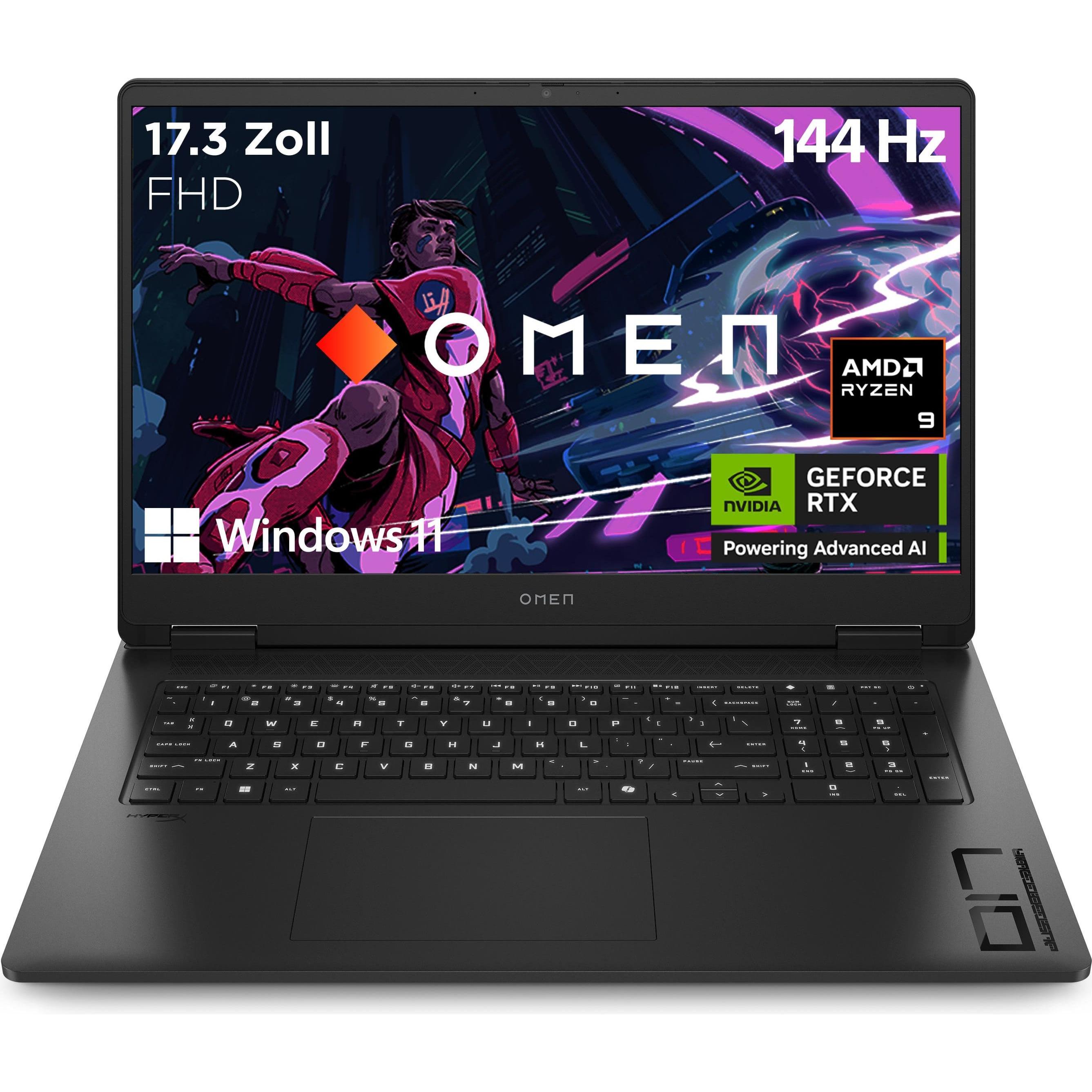 HP Omen 17-db1075ng (17.30", 1000 GB, 32 GB, DE, AMD Ryzen AI 7 350), Notebook, Schwarz