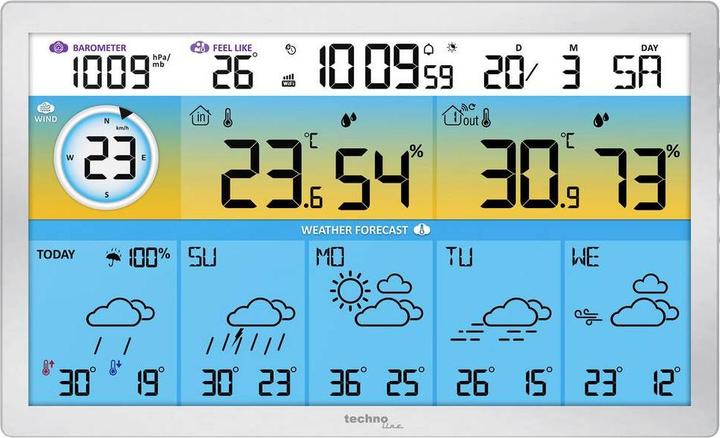 Actual product image Technoline weerstation - WD 2500 - 373x228x30mm - zilver - met 1 buitensensor - TL-WD2500
