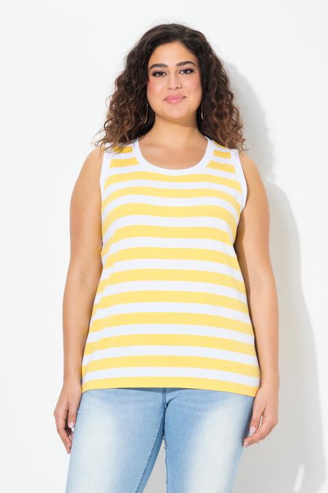 Immagine prodotto Ulla Popken Top dal taglio smanicato in jersey a costine a righe con scollo rotondo (58)