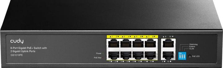 Actual product image Cudy GS1010PE network switch Gigabit Ethernet (10/100/1000) Power over Ethernet (PoE) Black (10 ports)