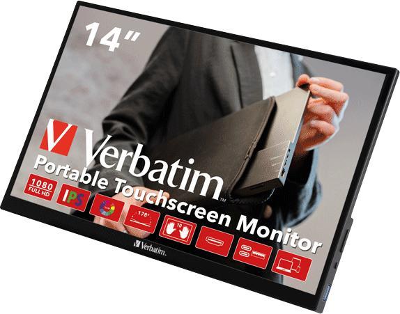 Actual product image Verbatim PMT-14 Portable Touchscreen Monitor 14" Full HD 1080p Metal Housing (1920 x 1080 pixels, 14")