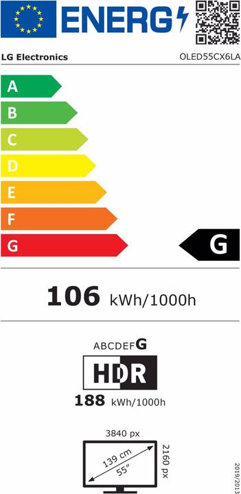 Energie-Label LG OLED55CX6LA (55", OLED, 4K)