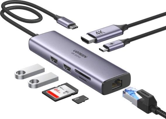 Actual product image Ugreen 7-in-1 USB-C Hub CM498 (USB-C, 7 ports)