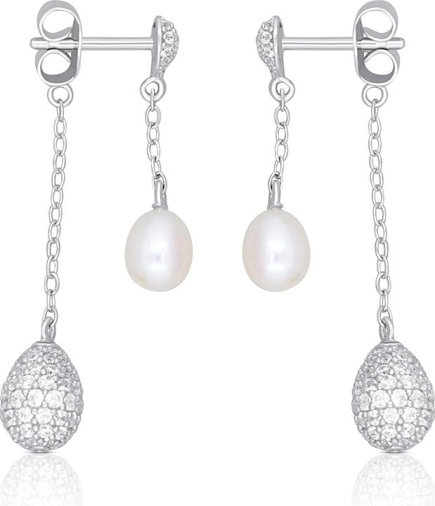 Immagine prodotto Muau Orecchini argento 925 perla d'acqua dolce 5-5.5mm zircone (Argento 925)