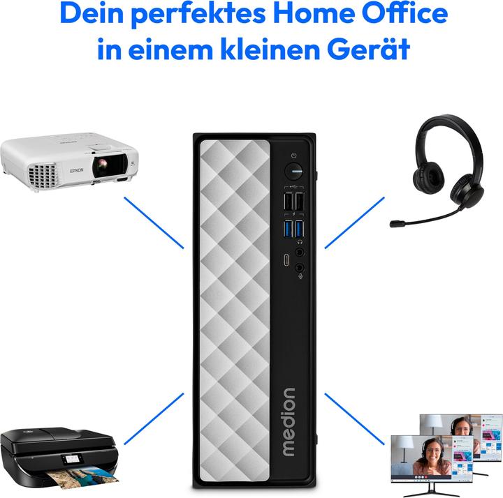 Actual product image Medion Akoya T80 SFF MD35422 (Intel Core i5-12450H, 16 GB, 512 GB, Intel UHD Graphics)
