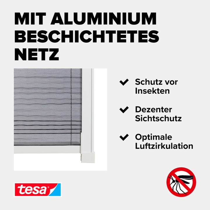 Actual product image tesa Aluminium pleated insect screen for roof windows, roller blind, telescopic, easy installation (164 x 102 cm)