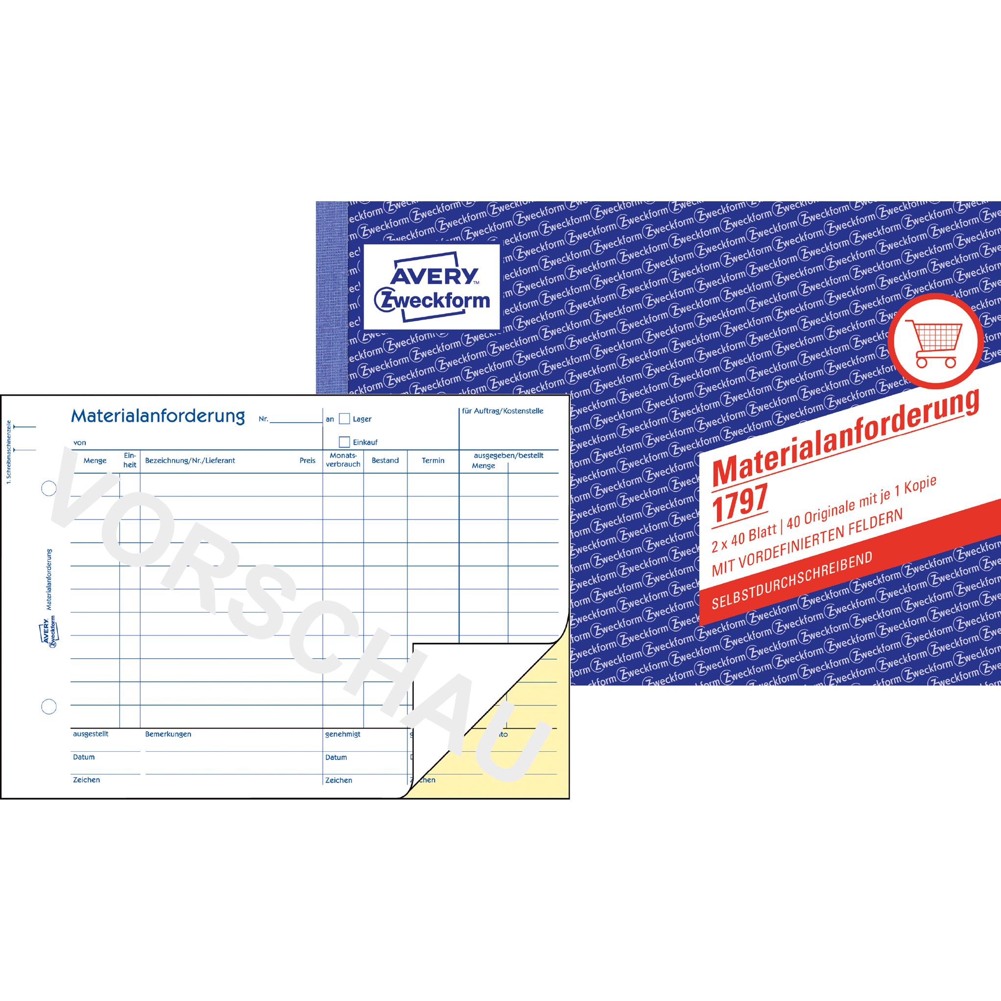 Avery, Formular, Materialanforderung (40 x)