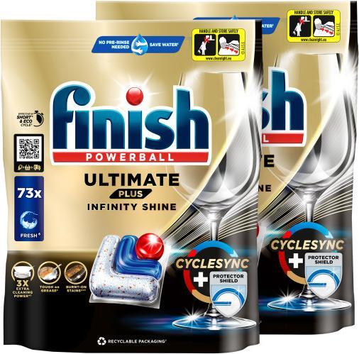 Actual product image Finish Ultimate Plus Infinity Shine Machine Rinse Detergent 2 x 73 Tabs (Tabs, 146 Washing cycles)
