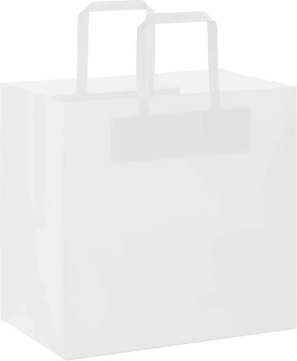 Produktbild VidaXL Kraftpapiertüten 50 Stk. mit Henkel Weiss 26x17x25 cm Papiertüte (Geschenktüte, 50 x)