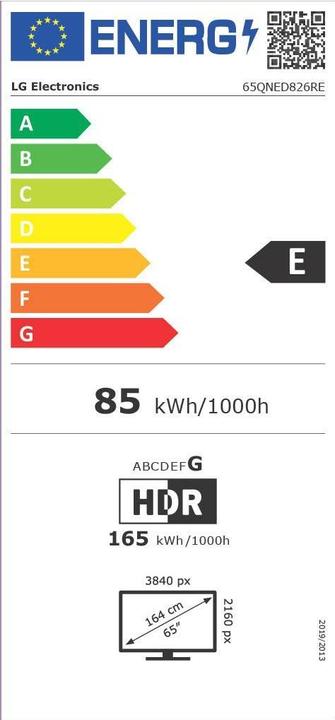 Energie-Label LG 65QNED826RE (65", QNED82, QLED, 4K, 2023)