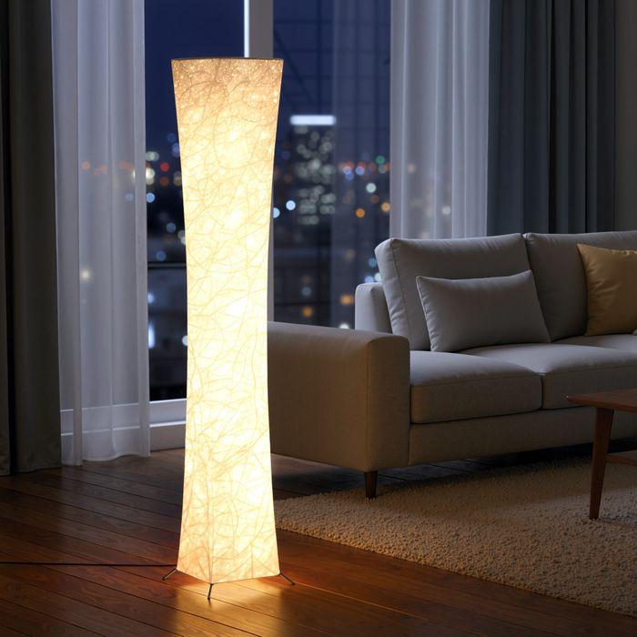 Actual product image Swisshandel24 Stehlampe mit Papierschirm, Fussschalter, 3 Helligkeitsstufen, Weiss (900 lm)