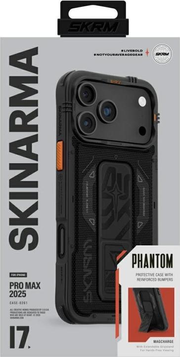 Skinarma Phantom Case for iPhone 17 Pro Max Magnetic Charging + Grip Stand Black