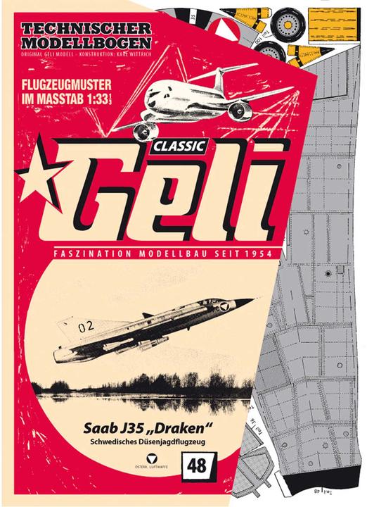 Actual product image Geli saab draken cardboard model