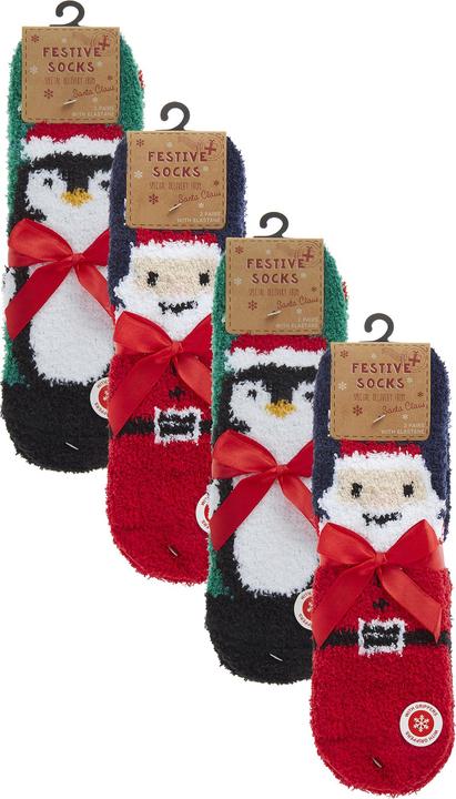 Produktbild Sock Snob 8er Pack Kinder Weihnachtssocken | Atmungsaktiv Warm Flauschige Socken Plüsch (8er Pack, 22 - 24)