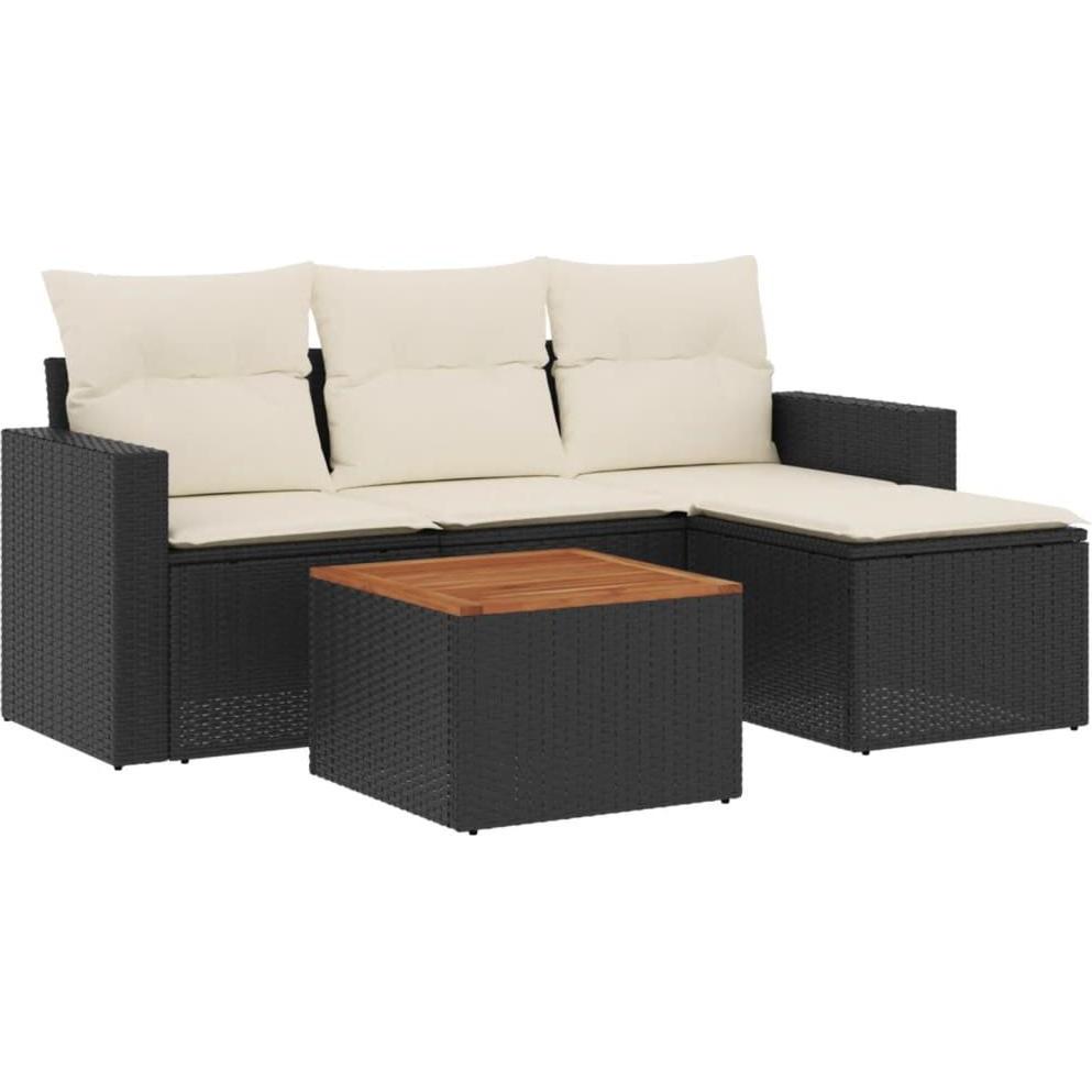 VidaXL, Gartenlounge, Gartenmöbel Sofa Garnitur Lounge Sitzgruppe 5-tlg. Schwarz Poly Rattan