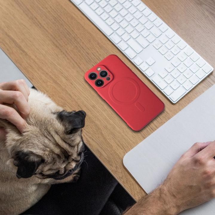 Actual product image OEM Back panel cover SILICONE MAG COVER case compatible with MagSafe for IPHONE 13 Pro Max red (Apple iPhone 13 Pro Max)