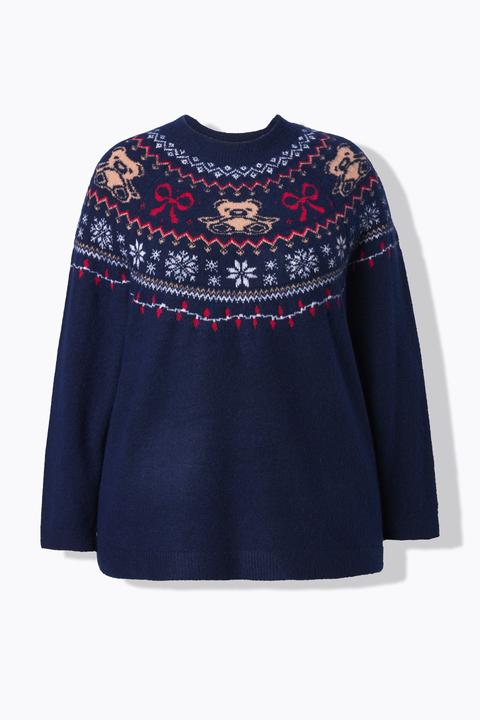 Produktbild Ulla Popken Weihnachtspullover, Norweger, Stehkragen, Langarm (50)